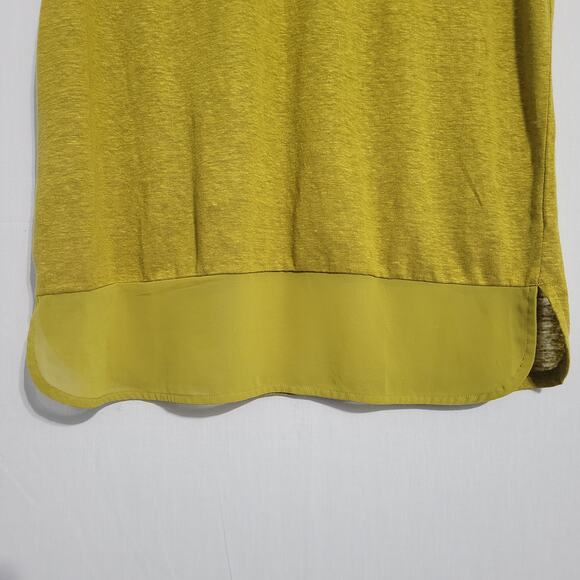 Ann Taylor linen sleeveless top contrast hems size M green lagenlook earthy boho - Picture 5 of 6